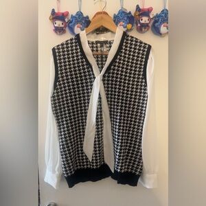 New with tags Adrianna Papell houndstooth bow sweater blouse top